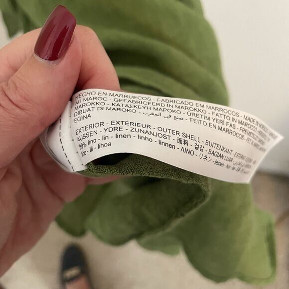 Massimo Dutti Womens Linen Dress Small Tie Front Midi Green Lagenlook Minimalist - Picture 6 of 8